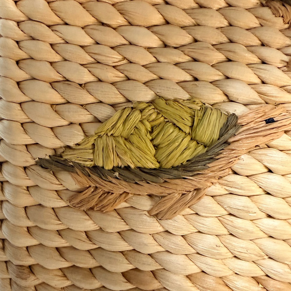 Handwoven Straw Bamboo Handle Purse “Hawaii” Leaf Design Beach Resort Tote Bag - Picture 5 of 8